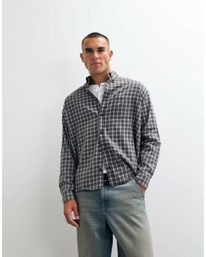 Weekday Camicia Flanella A Maniche Lunghe A Quadri Grigi - Grigio