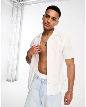 Only & Sons Linen Mix Revere Collar Shirt - White