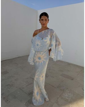 Never Fully Dressed Textured Mesh Off The Shoulder Maxi Dress - Grey