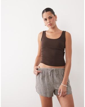 Abercrombie & Fitch Pull On Embroidered Boho Shorts - Brown