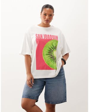 ASOS Asos design curve oversize-t-shirt mit san-joaquin-kiwi-print - Weiß