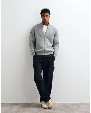 Jack & Jones High Neck Zip Through Cardigan - Grey