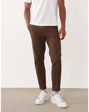 ASOS Tailored Tapered Comfort Ribbed Trousers - Brown