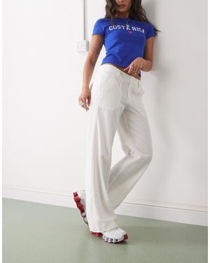 Collusion 90s Low Rise Relaxed Trouser With Linen - White