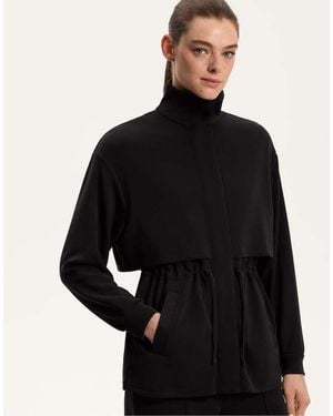 Oysho Long Jacket With Soft-touch Modal And Pockets - Black