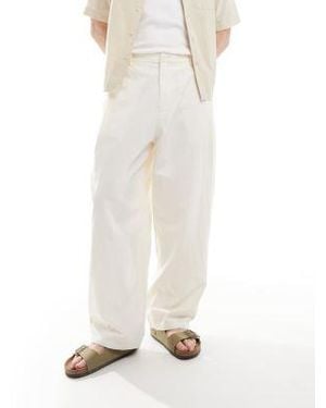Pull&Bear Crinkle Textured Pants - White