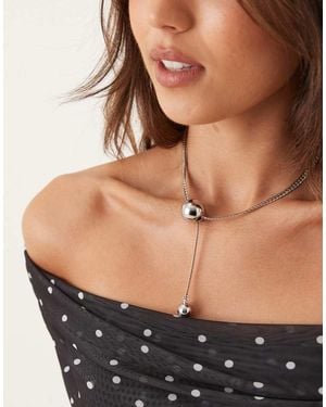 ASOS Clean Lariat Necklace With Spherical Ball Detail - Black