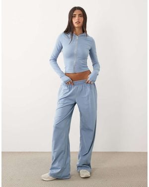 Kaiia Cotton Rich Wide Leg Trackies - Blue