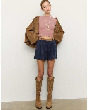 Stradivarius Flowing Belted Shorts - Blue