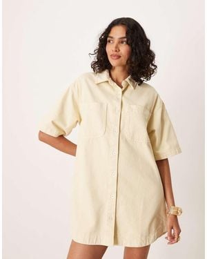 ASOS Denim Boxy Shirt Dress - Natural