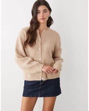 Monki Button Up Knit Cardigan - Natural