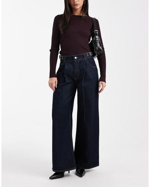 ASOS Vaqueros Azul Añil De Pernera Ancha Con Cinchas Dobles En Los Laterales De