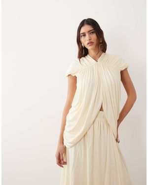 ARRANGE Channel Detail Longline Draped Top - Natural