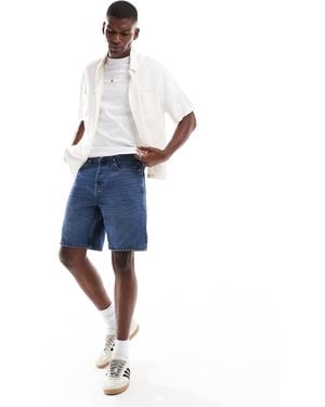 Only & Sons – edge – gerade geschnittene jeans-shorts - Blau