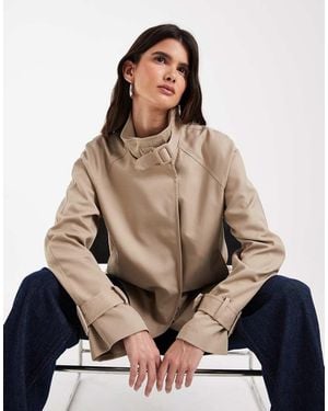 Vero Moda Funnel Neck Short Trench Coat - Brown