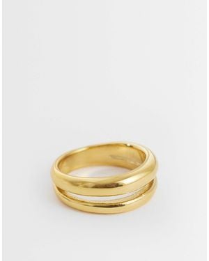 ASOS Waterproof Stainless Steel Double Band Ring - Metallic