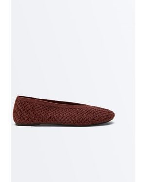 Oysho Crochet Ballet Flats - Brown