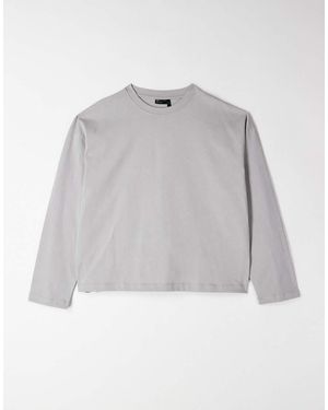 ASOS Camiseta Color Piedra De Manga Larga Y Corte Cuadrado Extragrande Con Hombros Caídos De Tejido Grueso De -Neutro - Gris