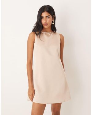Six Stories Satin Mini Shift Dress - Natural