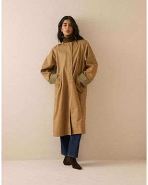 Nobody's Child Cord Detail Long Barn Coat - Natural