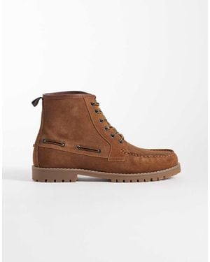 ASOS Lace Up Apron Boots With Lace Detailing - Brown