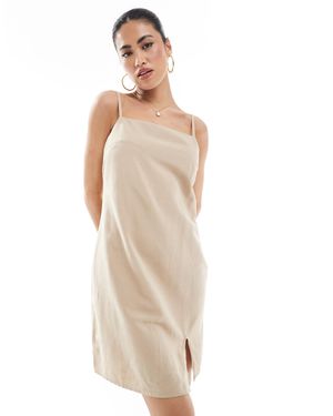 ONLY – mini-trägerkleid aus leinenmix - Natur