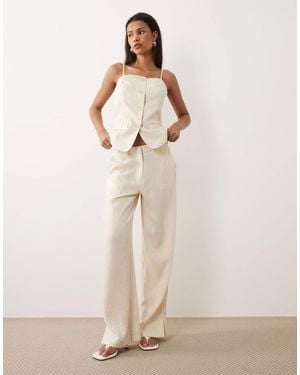 Vila Tailored Wide Leg Pants Co-ord - Natural
