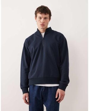 JJ Rebel Oversize 1/4 Zip Sweat Shirt - Blue