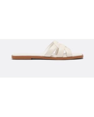 Stradivarius Flat Slider Sandals - White