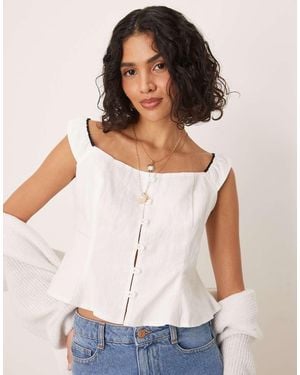 Vrg Grl Fia Off Shoulder Linen Top - White