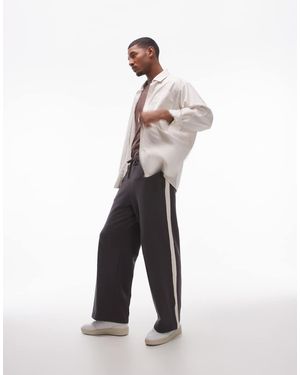 TOPMAN Baggy Joggingbroek Met Contrasterende Zijstreep - Wit