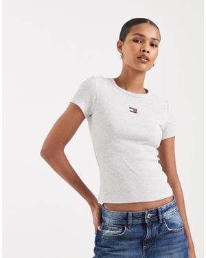 Tommy Hilfiger Badge Ribbed Slim Fit T-shirt - White