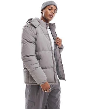 Brave Soul Puffer Jacket With Hood - Grey