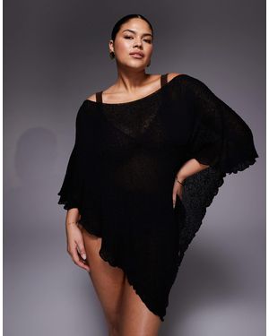 ASOS Asos Design Curve Beach Knitted Poncho - Black