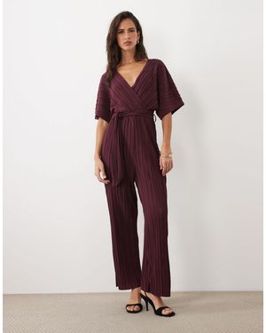 Y.A.S Jumpsuit mit bindegürtel und plisseefalten - Rot