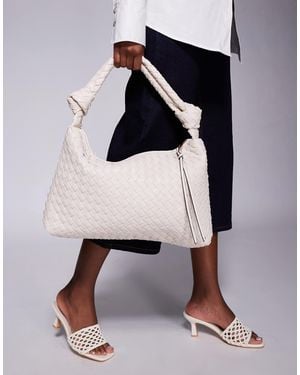 River Island Knot Handle Woven Slouch Bag - Natural