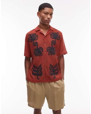 TOPMAN – kurzärmliges häkel-hemd - Rot
