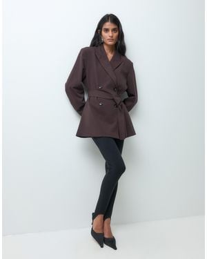 Jdy Tailored Wrap Blazer Co-ord - Brown
