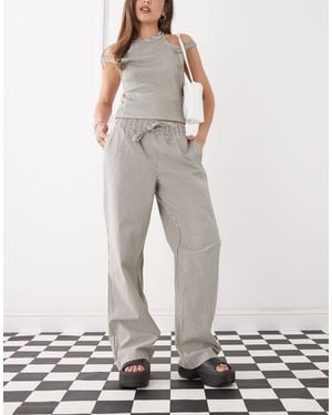 Noisy May Tie Front Wide Leg Pants - Gray