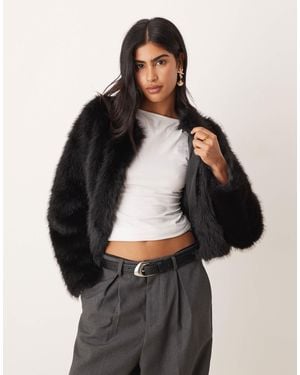 Threadbare Veste sans col en fausse fourrure - Noir