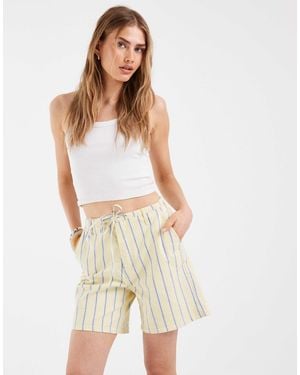 Pieces Tie Waist Denim Shorts - Natural