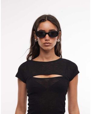 Weekday Top Semitransparente De Manga Corta Con Detalle Estilo Bolero - Negro