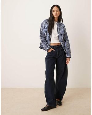 Jdy Printed Quilted Jacket - Blue