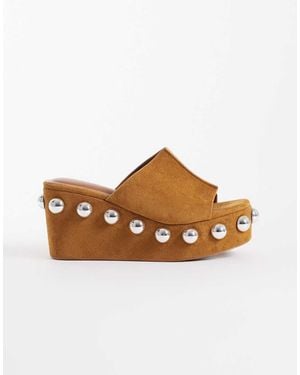 ASOS Tessa Wedges With Oversized Studs - Brown