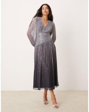 EVER NEW Drop Hem Asymmetric Plisse Maxi Dress - Gray