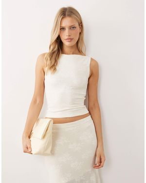 Gina Tricot Co-ord Sheer Lace Sleeveless Top - Natural