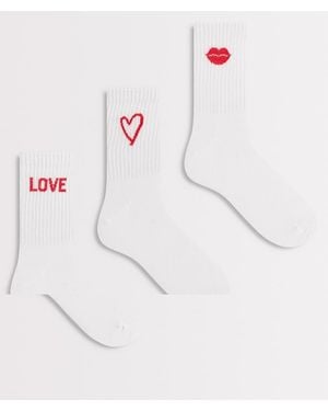 Pieces 3 Pack Valentines Socks - Natural