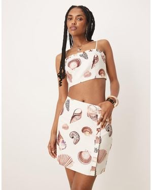 Forever New Seashell Print Mini Skirt Co-Ord - White