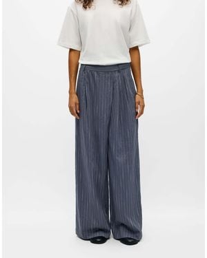 Object Gestreifte high-waist wide-leg anzughose - Blau