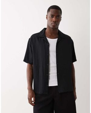 Bershka Rustic Short Sleeve Shirt - Black